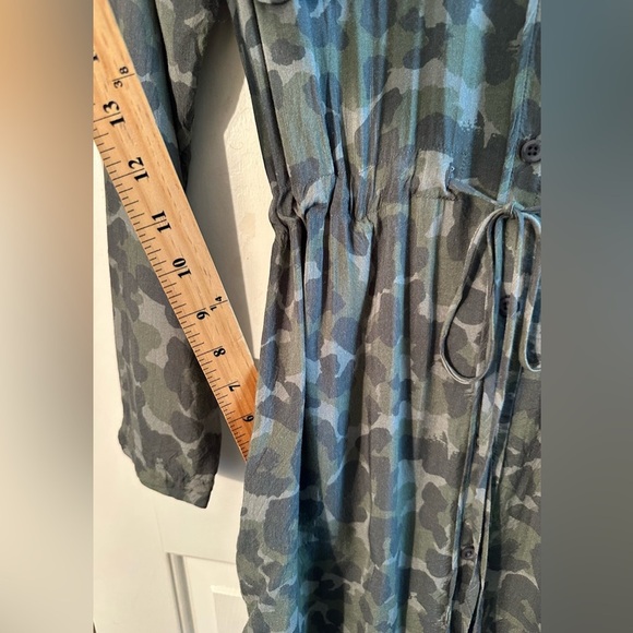 CLOTH & STONE Small Anthropologie Nina Camo Shirtdress Spring Lightweight Button - Picture 7 of 12